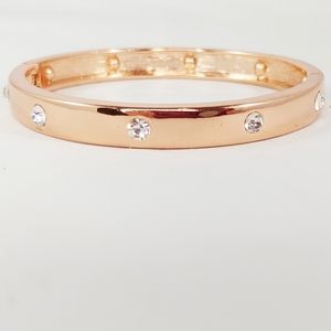 Rose Gold Bangle Bracelet Crystal Hinged